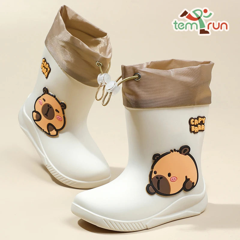 Kids Rain Boots | Waterproof Rubber | Cartoon Capybara Pattern