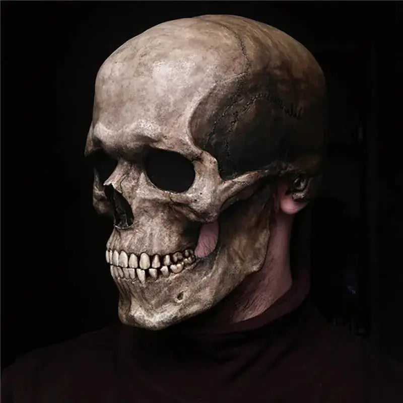 Full Head Skull Mask Carnival Adults Realistc Anonymous Halloween Moveable Mouth Jaw Anime Horror Helmet Skeleton Headgear Masks - ToylandEU