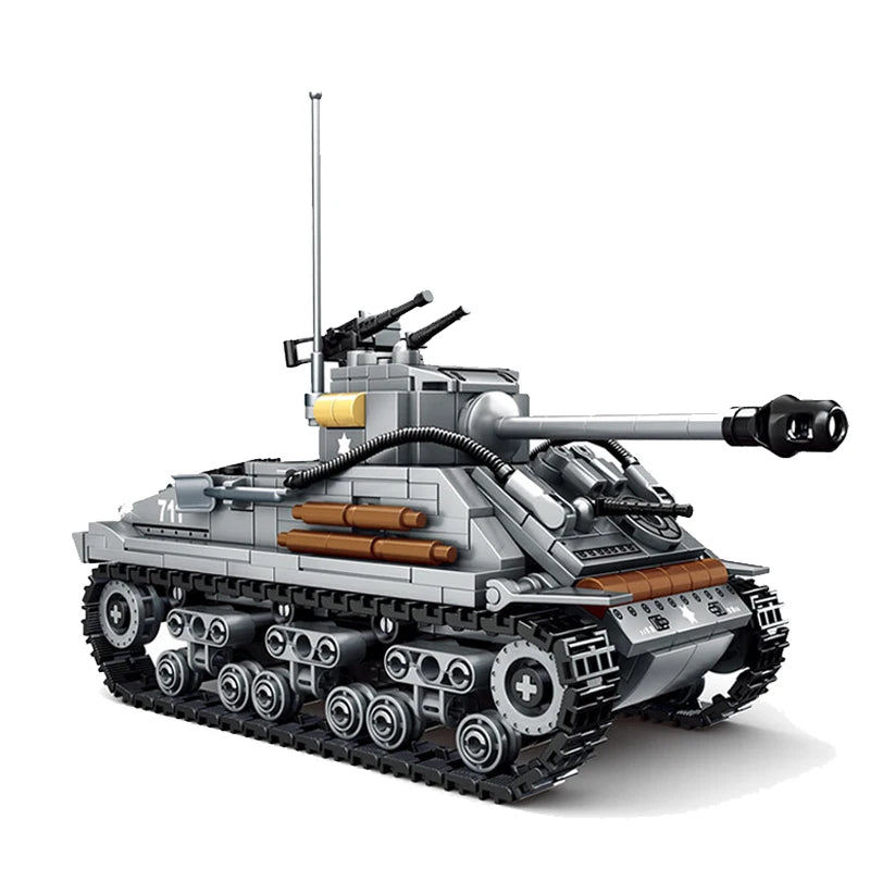 656-Piece Military Sherman M4 Tank Building Blocks Kit, Includes Paper Manual - ToylandEU