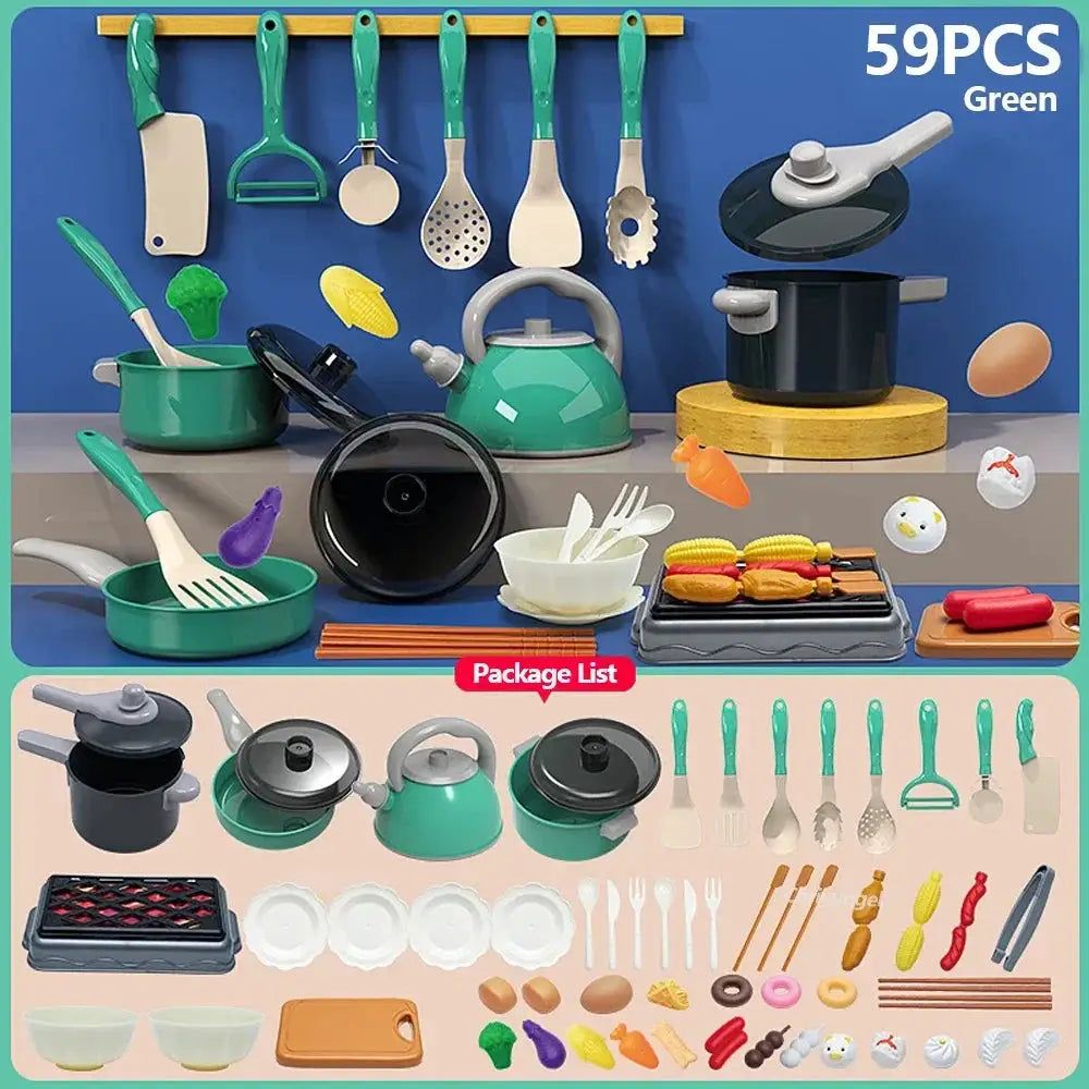 Kids Kitchen Toys Set 92/69/59 PCS Play Food with Pots Pans & Utensils Small Pretend Cooking Toys for Toddlers Girls Boys Gift - ToylandEU