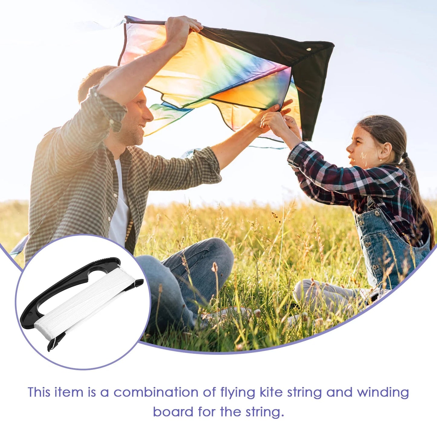 3-Piece 100M Nylon Kite Flying Line with Winding Board