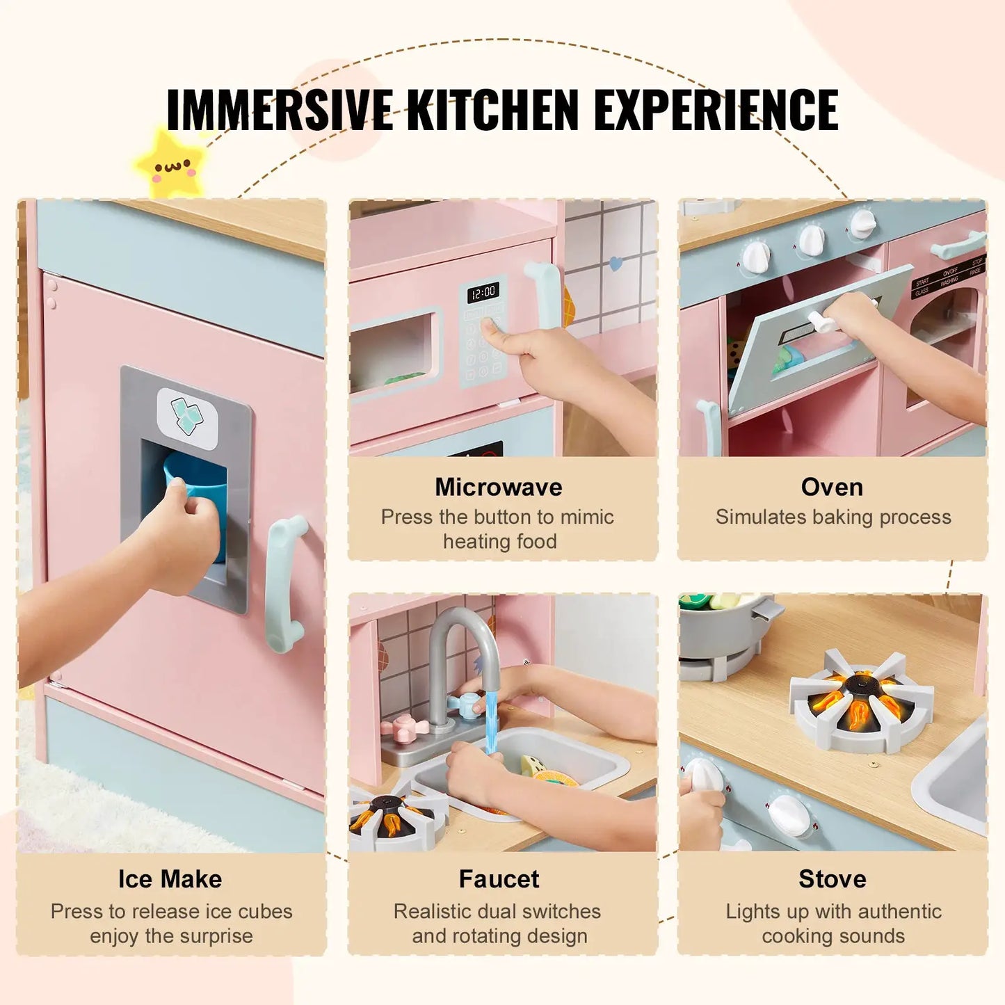 SucceBuy Pretend Play Cooking Toy for Kids Chef Playset Kitchen Accessories with Lights & Sounds for Toddles Girls Boys - ToylandEU