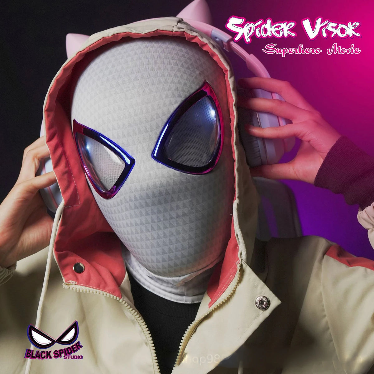 Glowing Helmet Mask | Touch Control Lighting | Unisex Design | Role Play Set