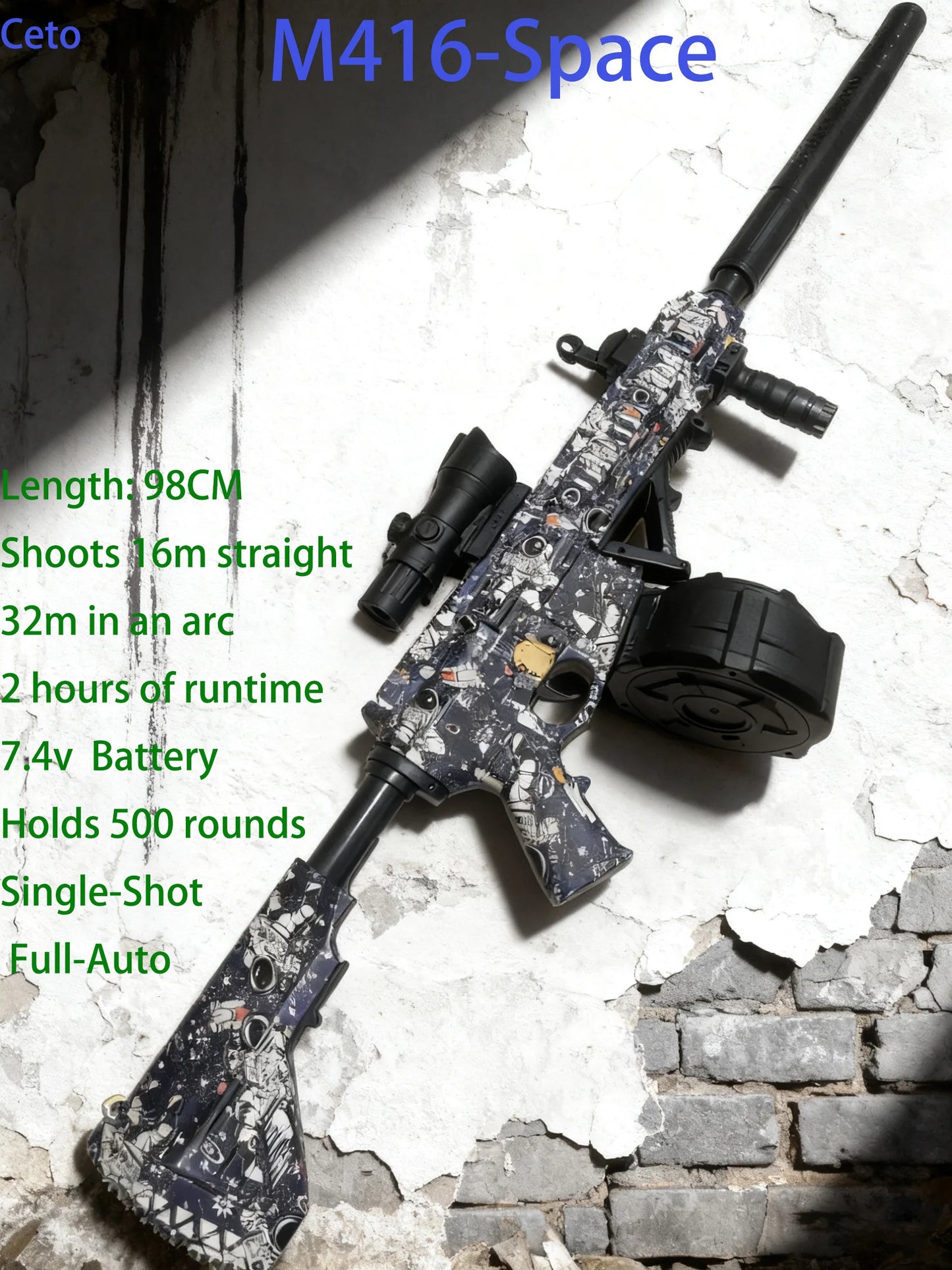 Gel Blaster | M416 Model | 20m Range Auto Electric | Adults