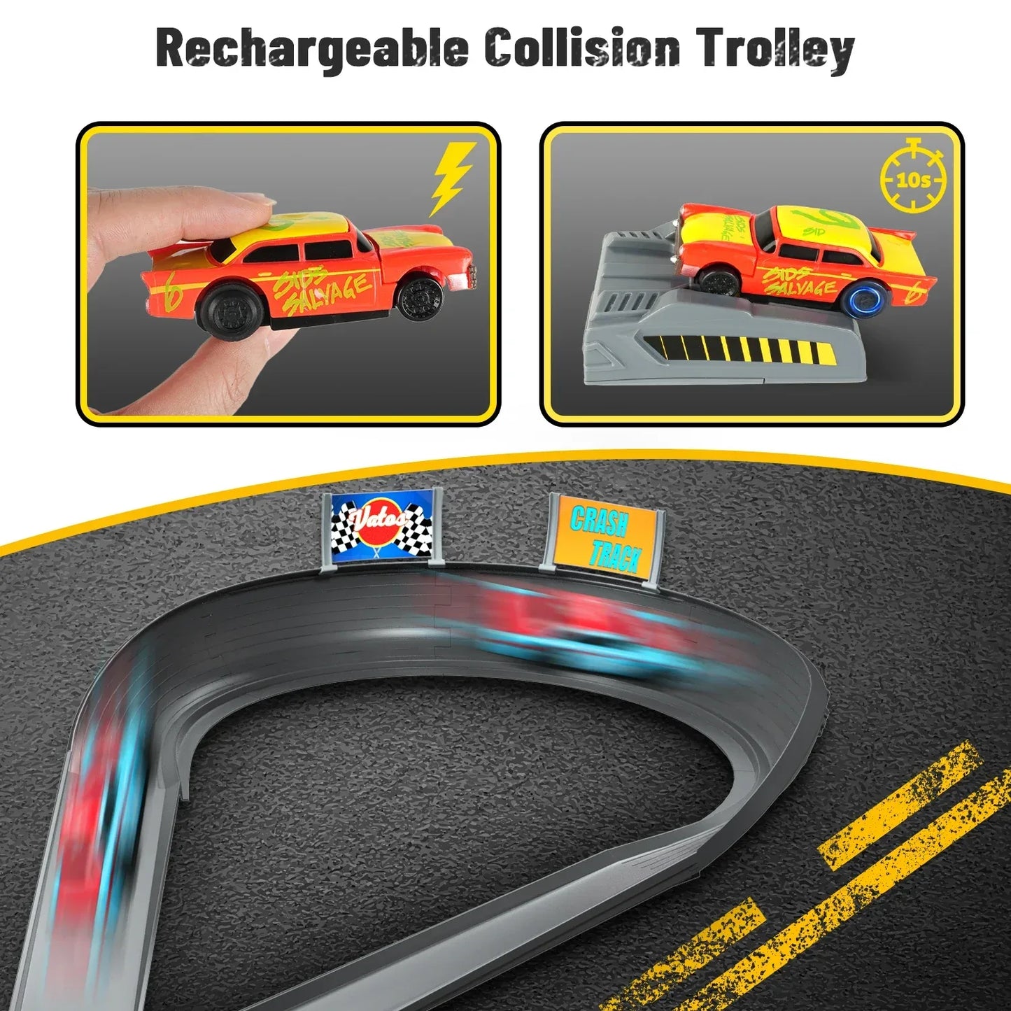 Crash Racers Slot Track Racing Car Set With Rechargeable Cars