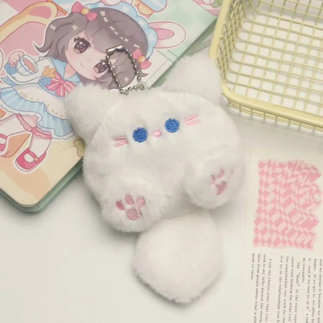 Adorable Cat Keychain Plush With Lobster Clasp For Bags