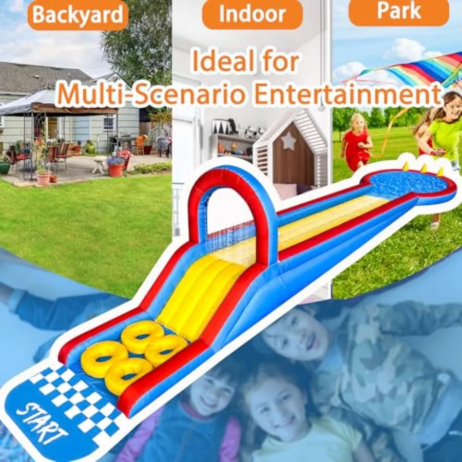 Inflatable Water Slide Park 31Ft Backyard Obstacle Course