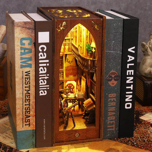 Magical 3D Wooden Book Nook with Sensor Light - Unique Gift Decor