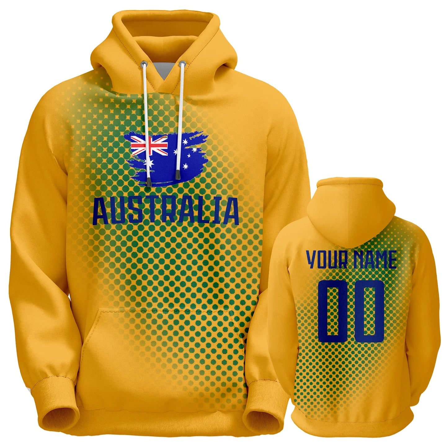 Personalized Australia Soccer Hoodie - Custom Name & Number Sweatshirt for Fans of All Ages