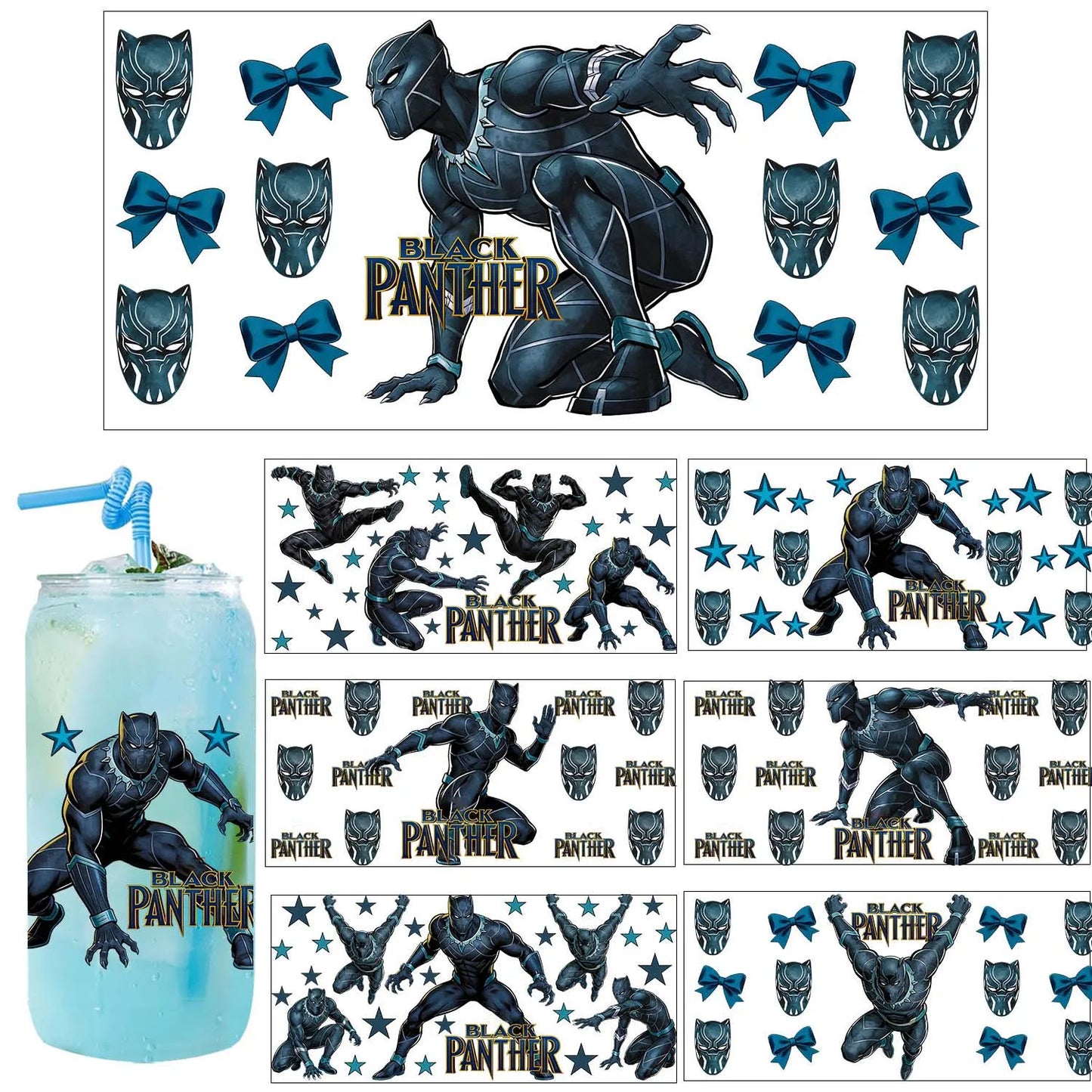 UV DTF Transfer Stickers | Super Hero Cartoon | 5pc Set | 16oz Cup Wraps