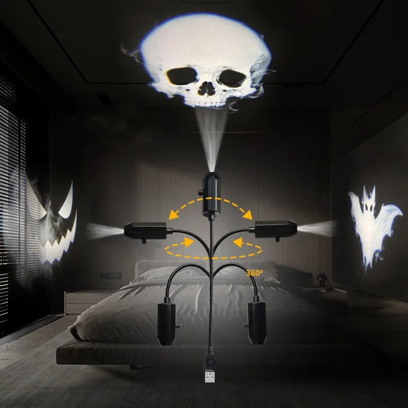 LED Projector Light | Ghost Skull Pattern | USB Powered | Room Ceiling Decor