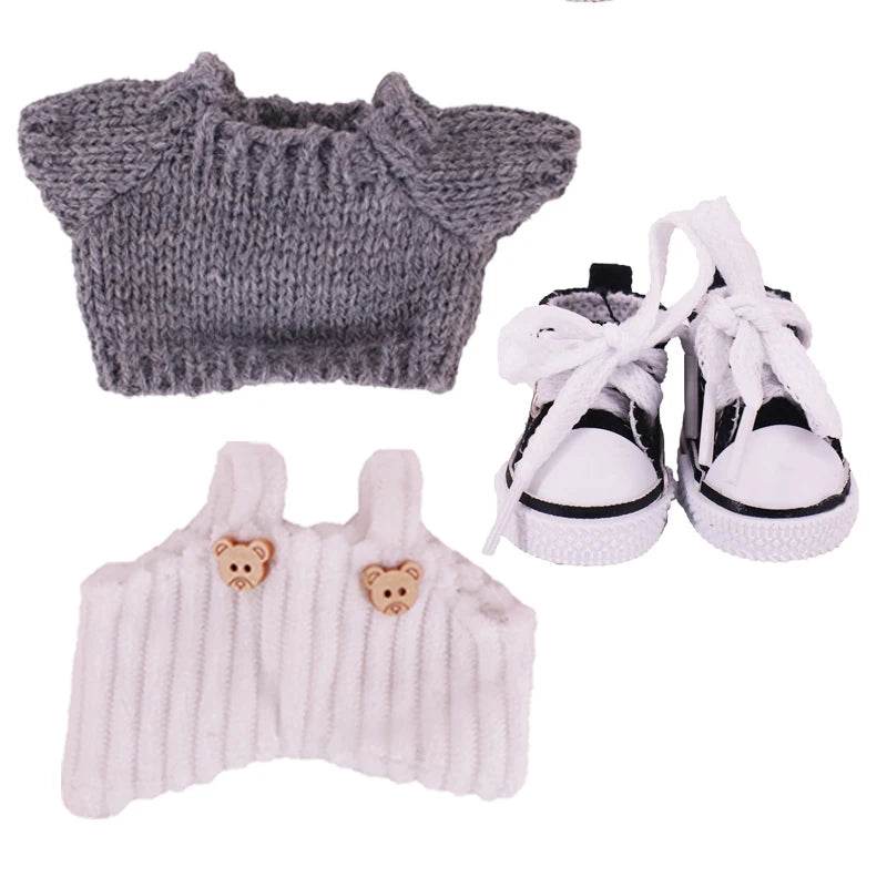 Doll Sweater Overall Shoes 3Pcs Set For Labubu Clothes - ToylandEU