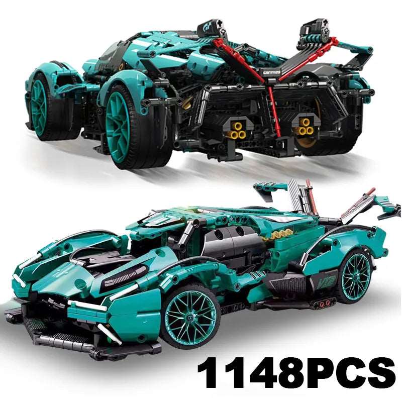 1148-Piece Eco-Friendly Lamborghini V12 Super Speed Racing Car Building Set - ToylandEU