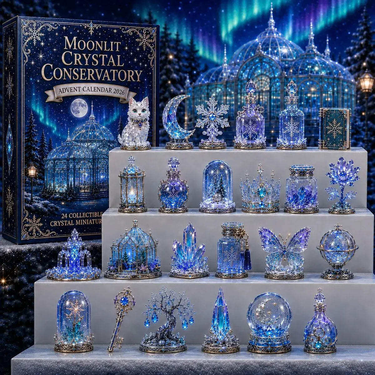 Advent Calendar | 24 Day Crystal Witch Theme | 2D Acrylic Blind Box Ornaments | Fantasy Home Decor