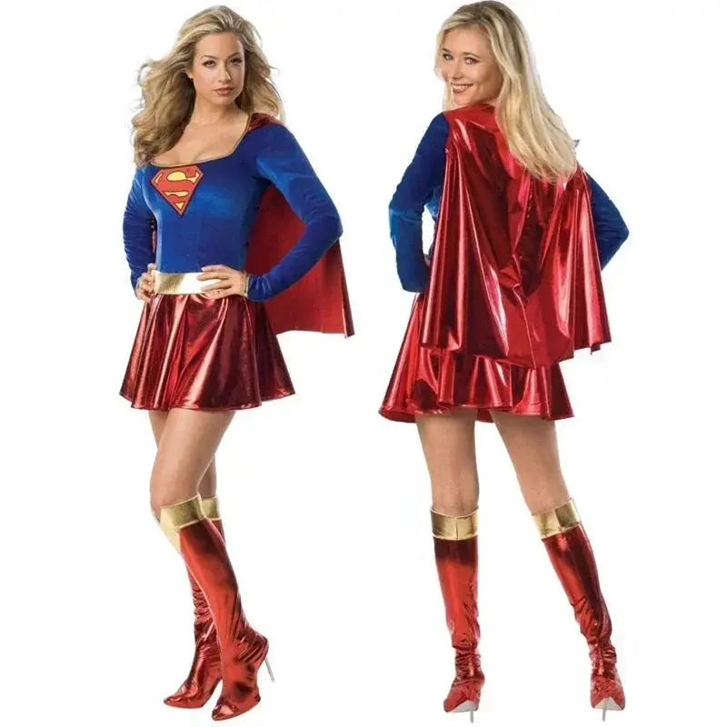 Superwoman Dress Cosplay Costumes Super Girls Dress Shoe Covers Suit Superhero Woman Super Hero Kids Halloween Costume - ToylandEU