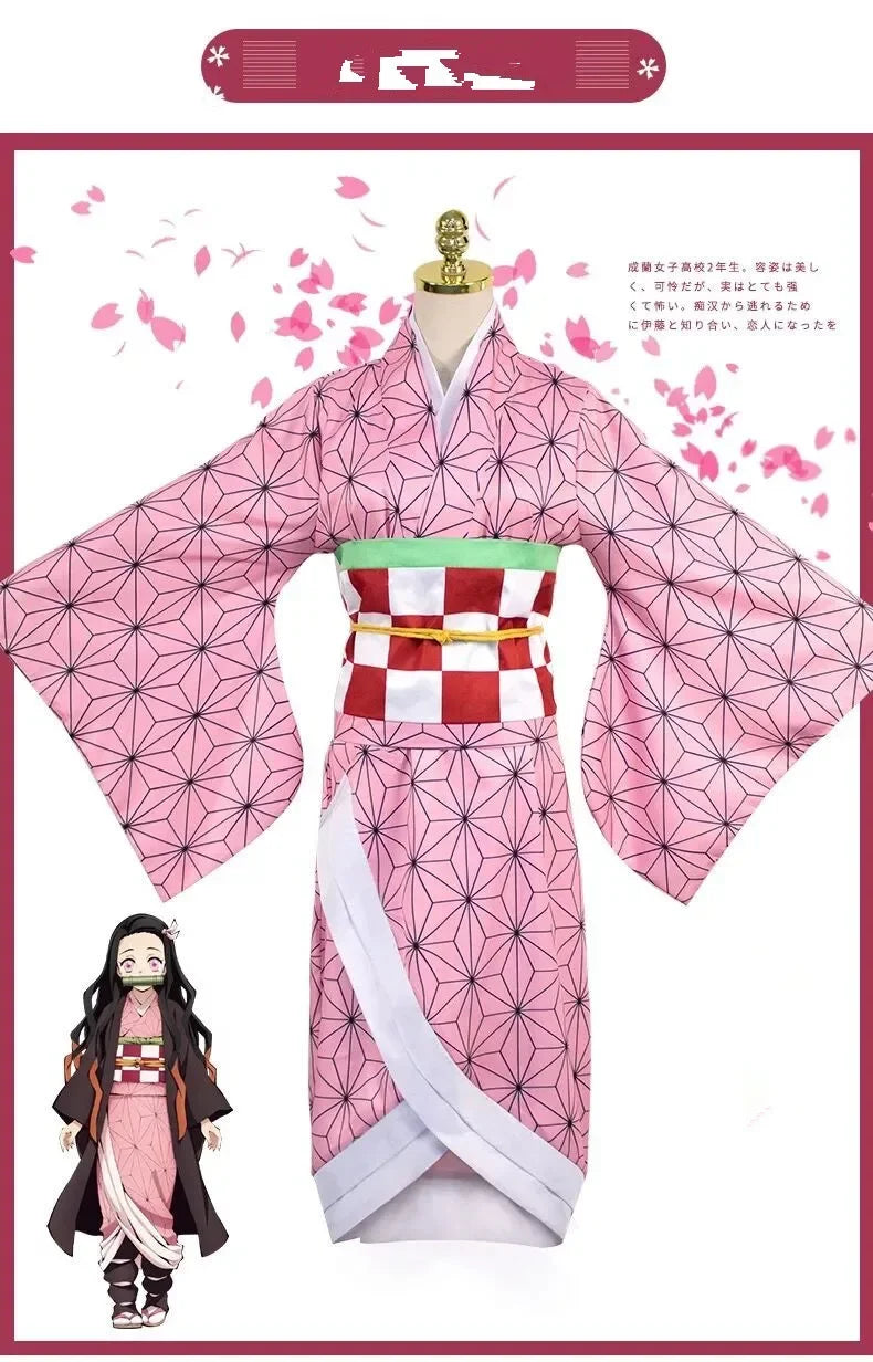 Nezuko Cosplay Outfit | Polyester Fabric | Demon Slayer Anime | Adult Unisex