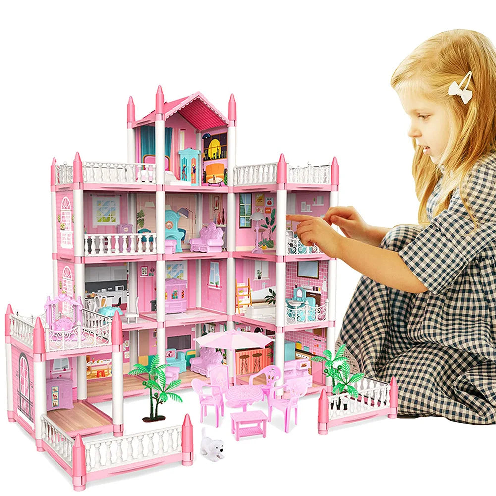 DIY Dollhouse Kit With 4 Dolls And Educational Accessories