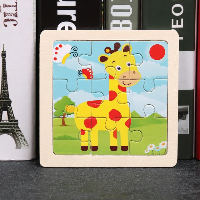 Wooden Jigsaw Puzzle | 11x11 cm | 3D Puzzle | Animal Cartoon Theme