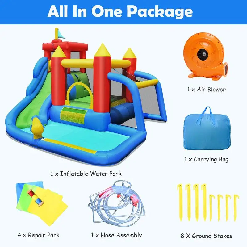 Inflatable Bounce House Water Slide Splash Pool With Blower Included