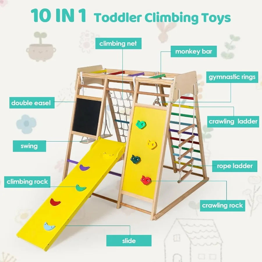 Wooden Climbing Toy 10 In 1 For Toddlers Jungle Gym