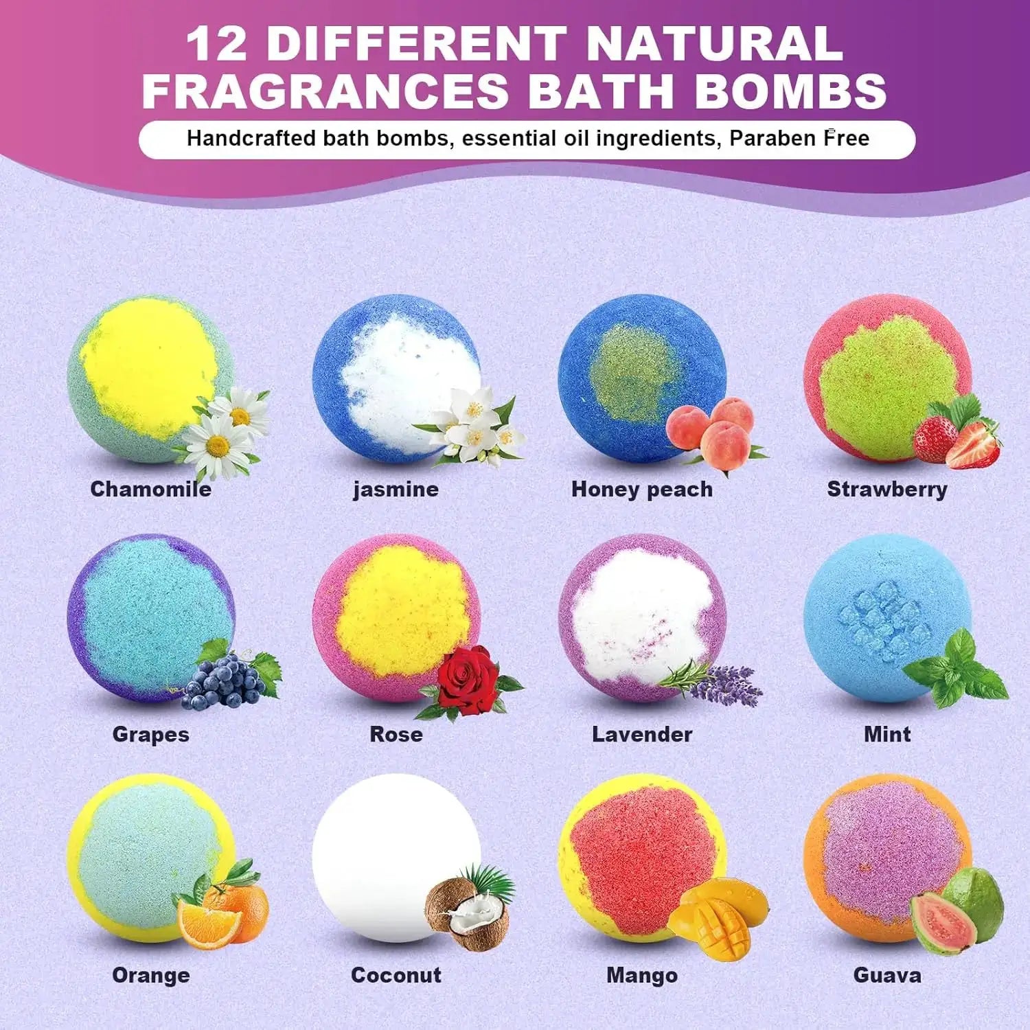 12 Pack Natural Bath Bombs Gift Set for Women - Aromatherapy Relaxing Spa Kit - ToylandEU