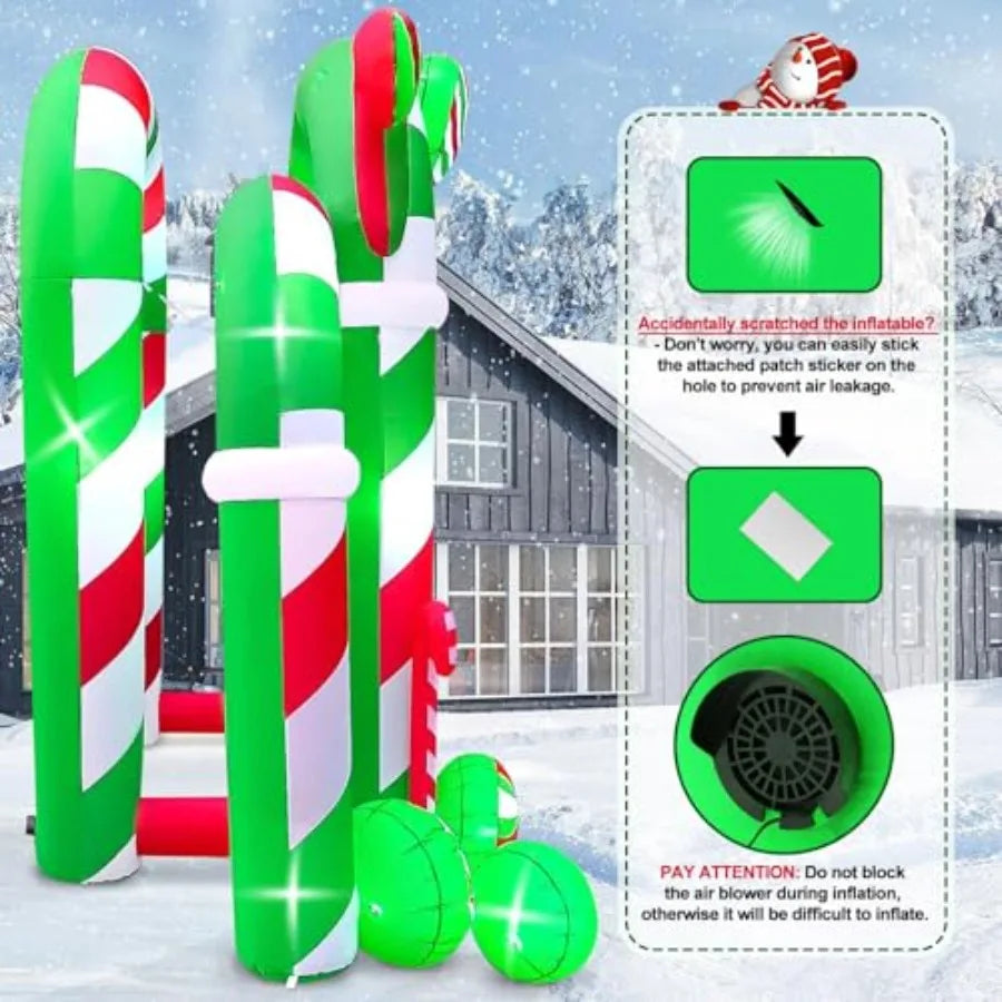 Christmas Inflatable Arch | 13 Ft Size | Candy Shape Design | Yard Garden Decor