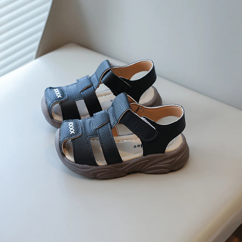 Kids Sandals | PU Leather | Anti Slip Hook Loop Closure | Age 4 To 6 Years