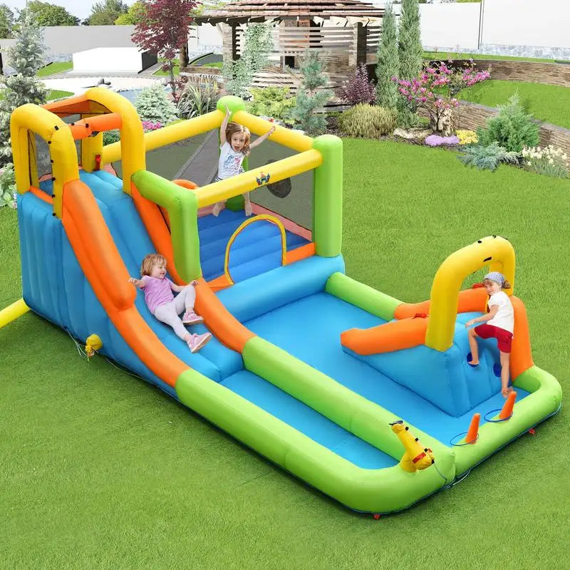 All In One Inflatable Water Slide Bounce House Splash Pool
