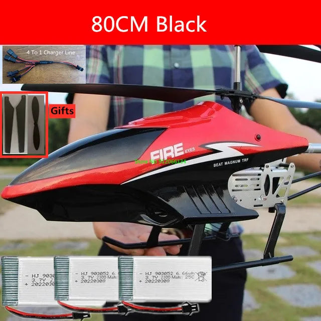 RC 150M Remote Control Large Alloy Electric Helicopter Drone Toy with LED Lights and Anti-Fall Design