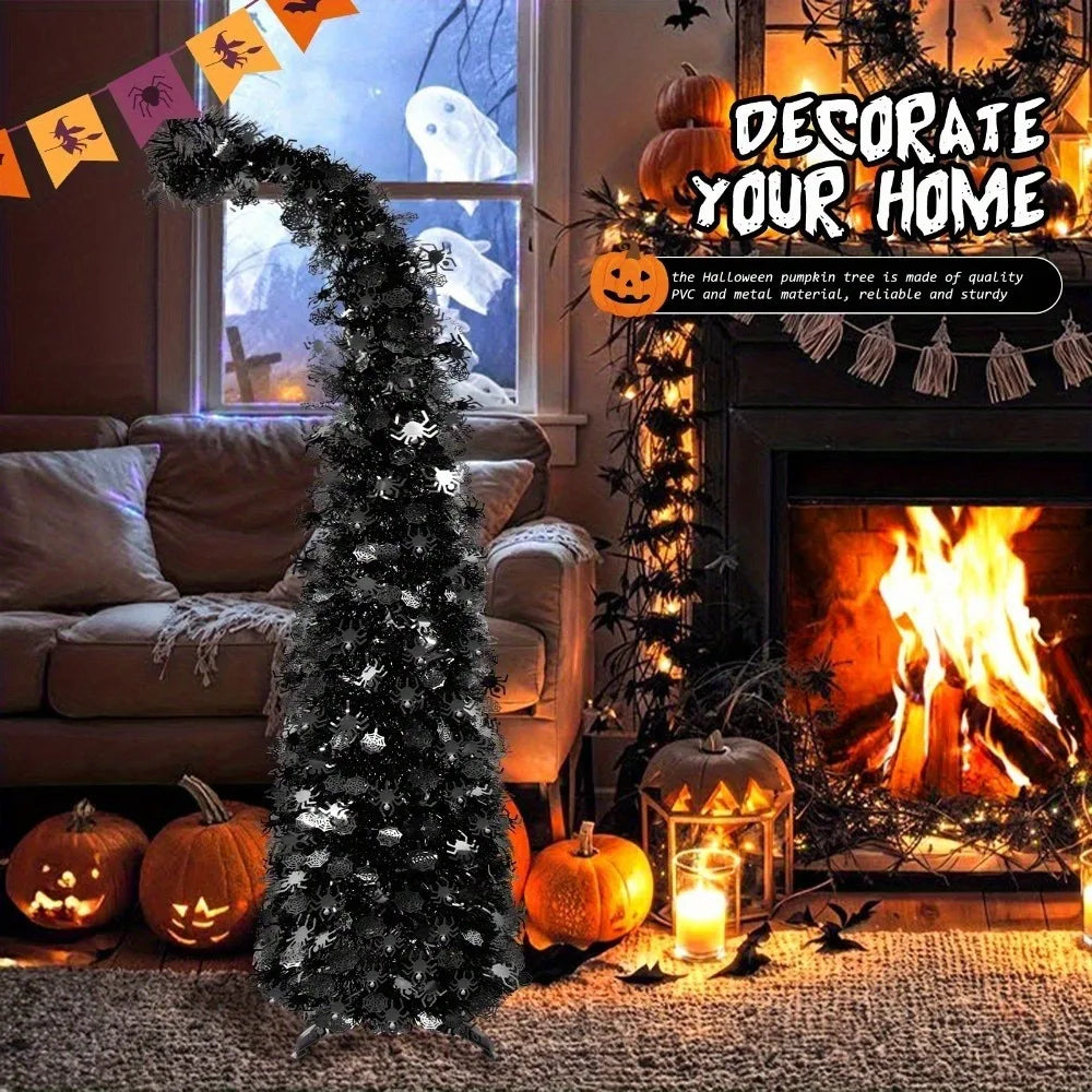 Artificial Christmas Tree | 59inch Height | Quick Pop Up Setup | Black