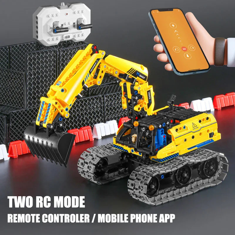 City Engineering Vehicle Building Blocks - 3 IN 1 RC Adaptable Excavator Bulldozer - ToylandEU