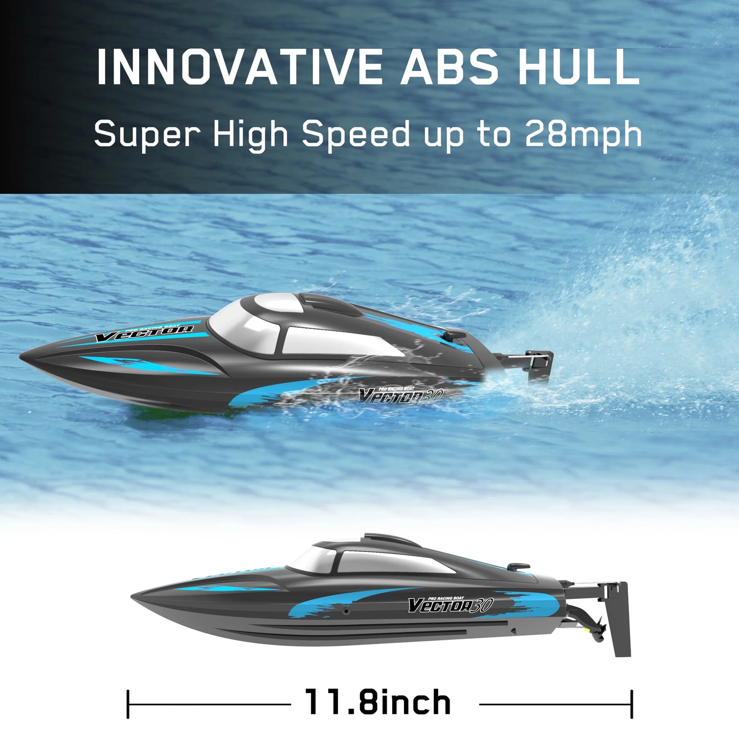 RC High-Speed Waterproof Brushless Electric RC Speedboat for Kids - 2.4GHz Remote Control Birthday Gift for Boys