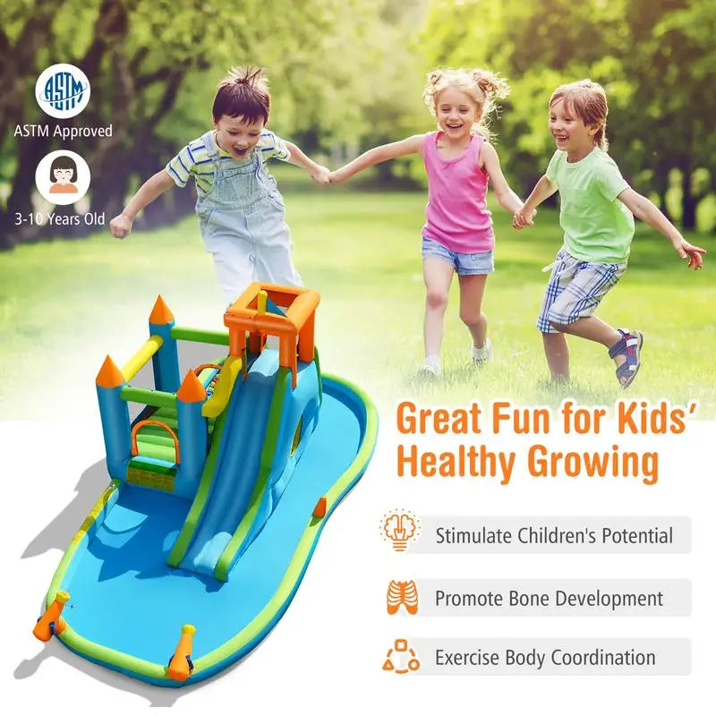 Inflatable Water Slide With Bounce House For Splash Pool Fun