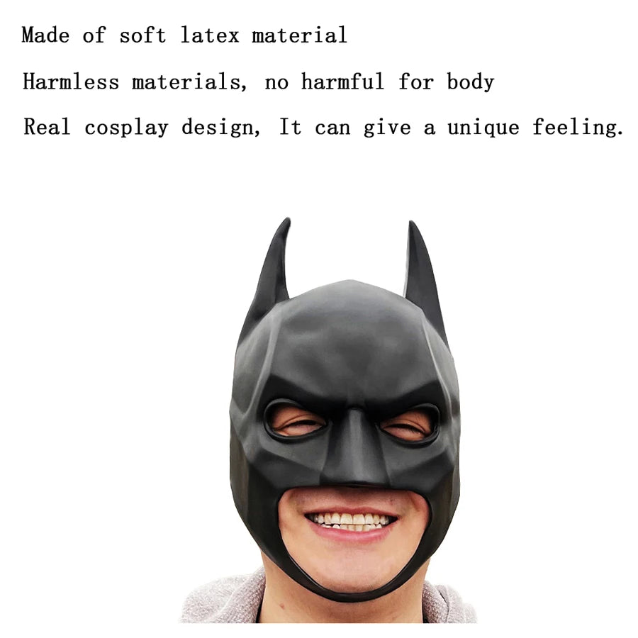 Cosplay Mask | Bat Style Black Latex | Half Face Design | One Size Adults Unisex