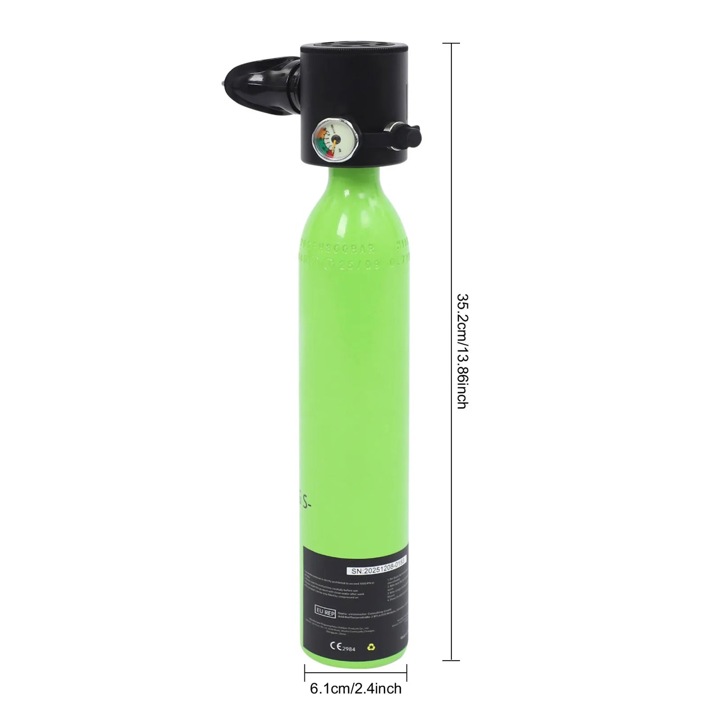 Mini Scuba Tank | 0.5L Capacity | Manual Pump Included | Emergency Backup Strap