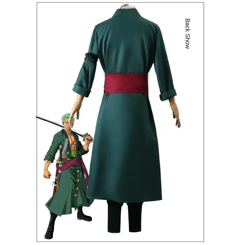 Anime Figures Roronoa Zoro Cosplay Costume Uniform Green Coat Pants Head Scarf Roronoa Zoro Wig Earrings Halloween Men Clothes - ToylandEU