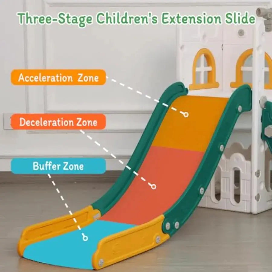 6 in 1 Toddler Slide, Climber Slider for Indoor Outdoor Playground with Basketball Hoop, Storage and Telescope, L Shaped Slide - ToylandEU