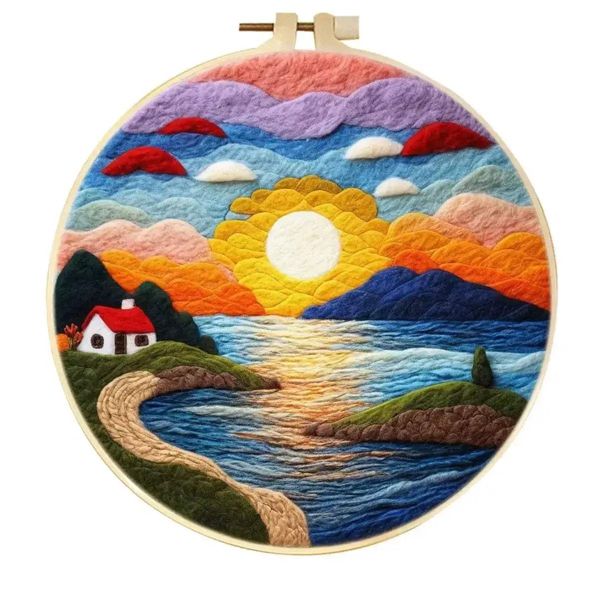 GATYZTORY 20x20cm Frame Wool Painting Kit Needle Felt Landscape Picture Craft Painting Gift For Mom - ToylandEU