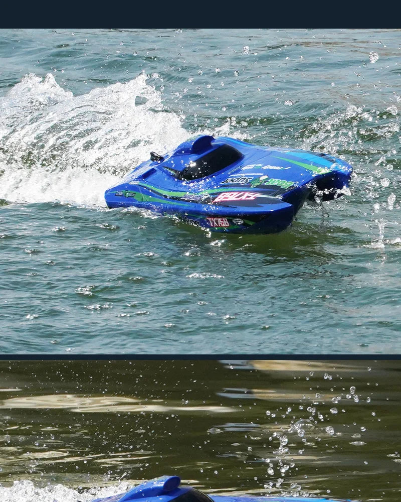 RC High-Speed Brushless RC Jet Boat 30km/h - Waterproof 2.4G Remote Control Speedboat for Kids