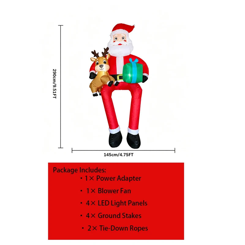 Inflatable Santa Claus | 9.5 Ft | LED Lights | Outdoor Christmas Yard Decor