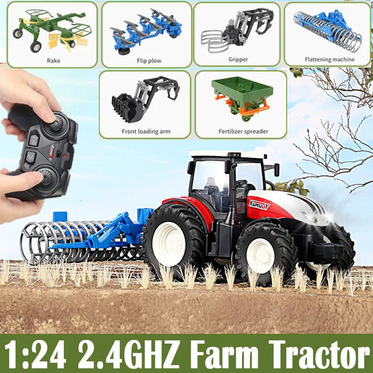 2.4G RC Farm Tractors Car 1/24 Radio Controlled Cars and Trucks with - ToylandEU