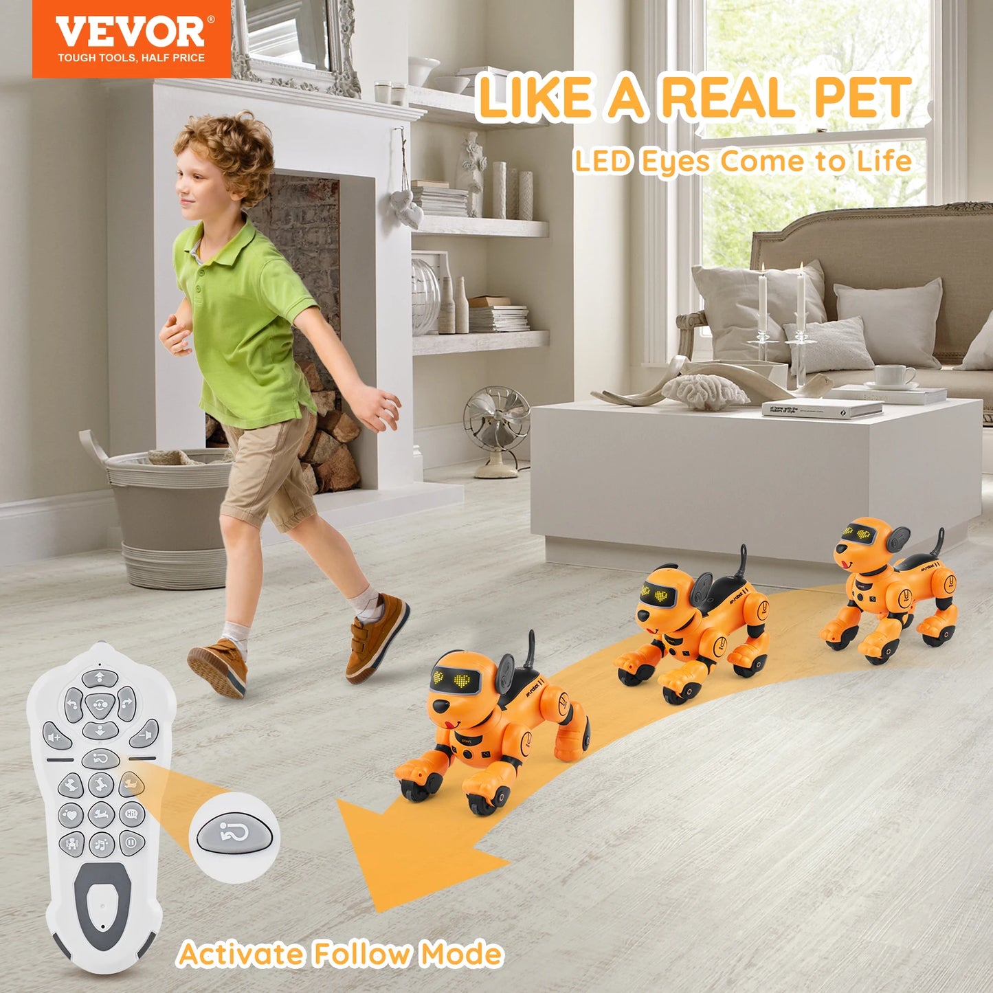 RC VEVOR Interactive Programmable Robotic Dog Toy for Kids - Singing, Dancing, and Remote Control Fun for Ages 3+