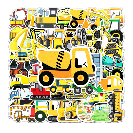 Children's  Engineering Vehicle Sticker Set - Pack of 10/30/50 Pieces - ToylandEU