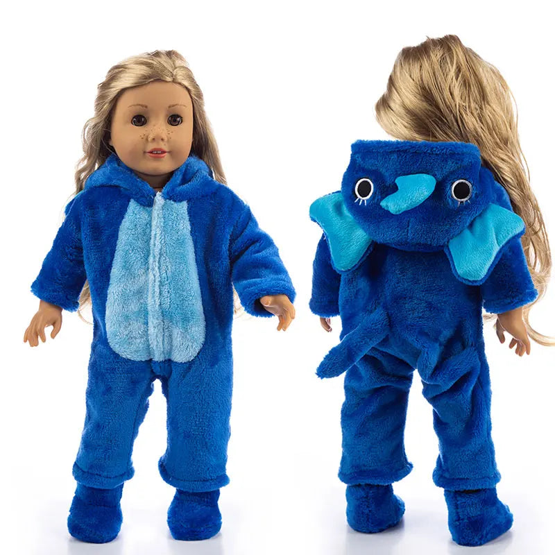 Cozy Animal Pajamas For 18 Inch American Girl Doll