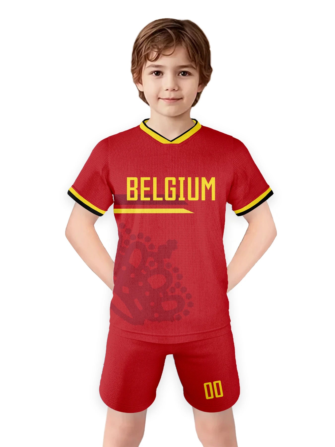 Personalized Belgium Kids Soccer Jersey Set - Custom Summer Football Uniforms for Boys and Girls (Ages 3-14)