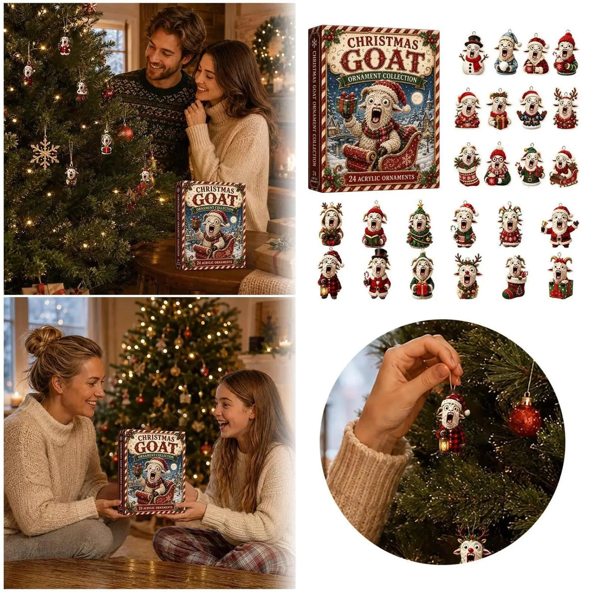 Advent Calendar | 2026 Goat Ornaments | 24 Day 2D Acrylic Countdown | Collectible Christmas Gift