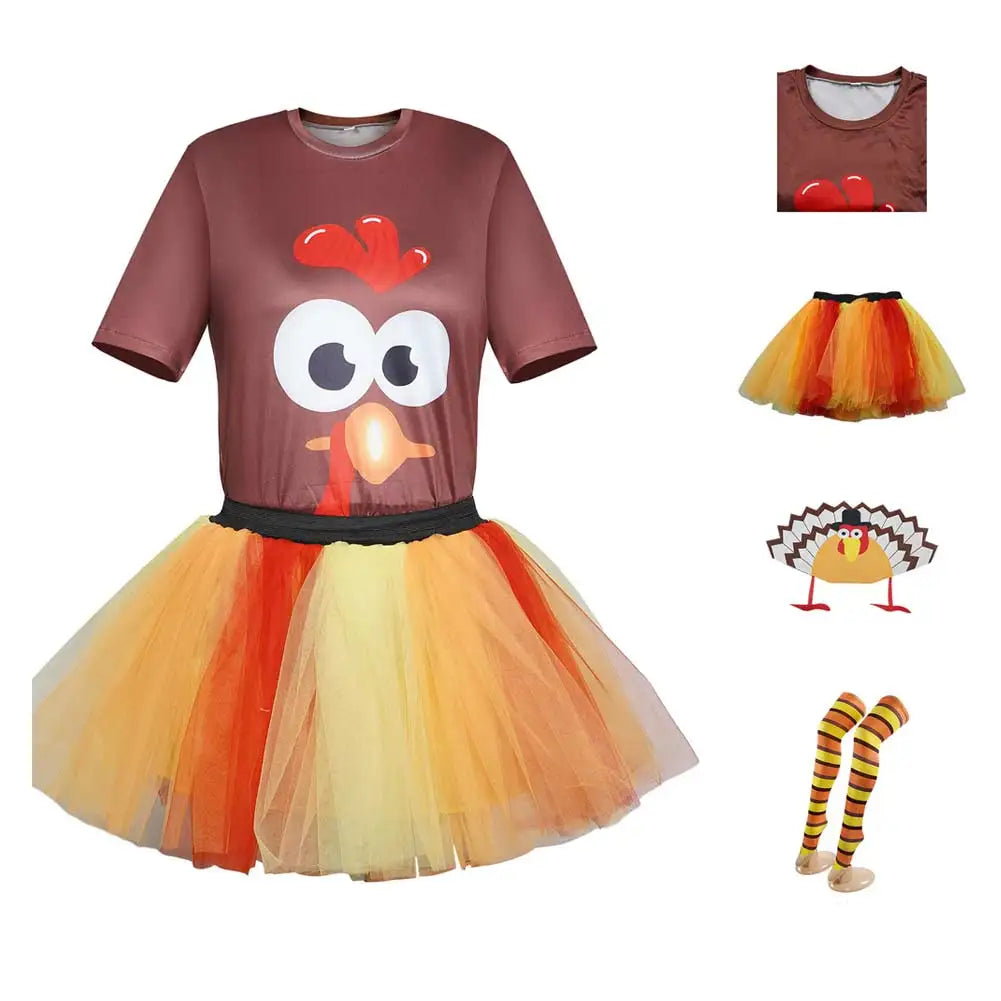 Thanksgiving Turkey Tutu Dress for Kids with Headband - Festive Fun!