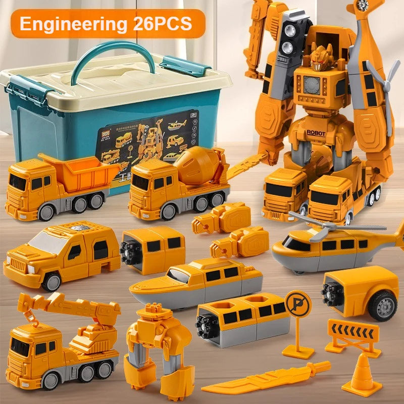 Magnetic Deformation | Engineering Car Robot Block Set |Transforming Toy
