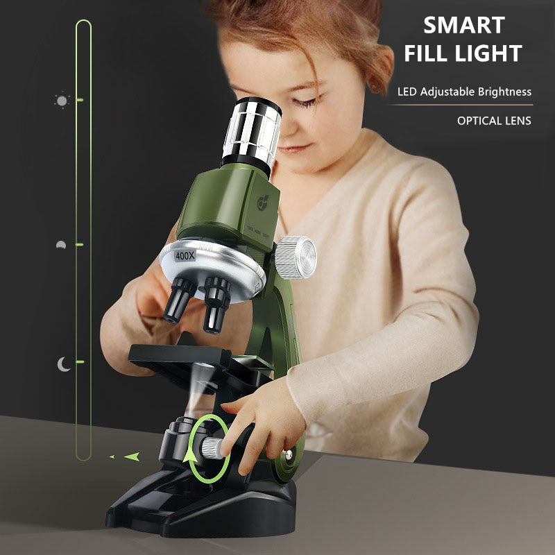 Child's Microscope with LED Light and Educational Kit