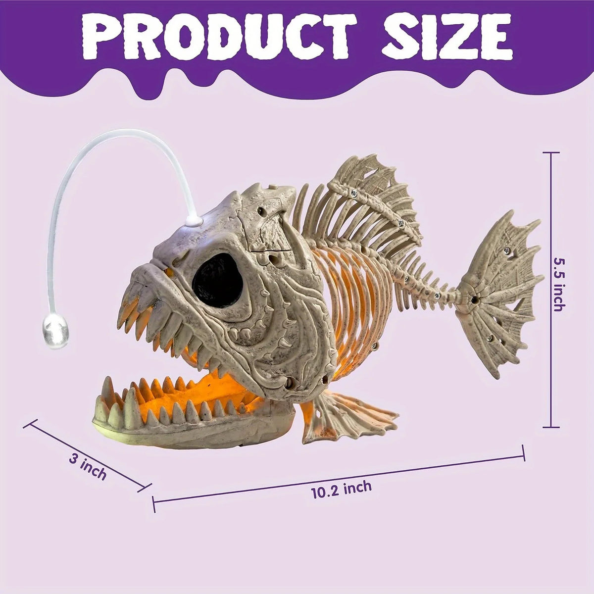 Halloween Skeleton Fish | Led Eyes | Weather Resistant | 10 Inch